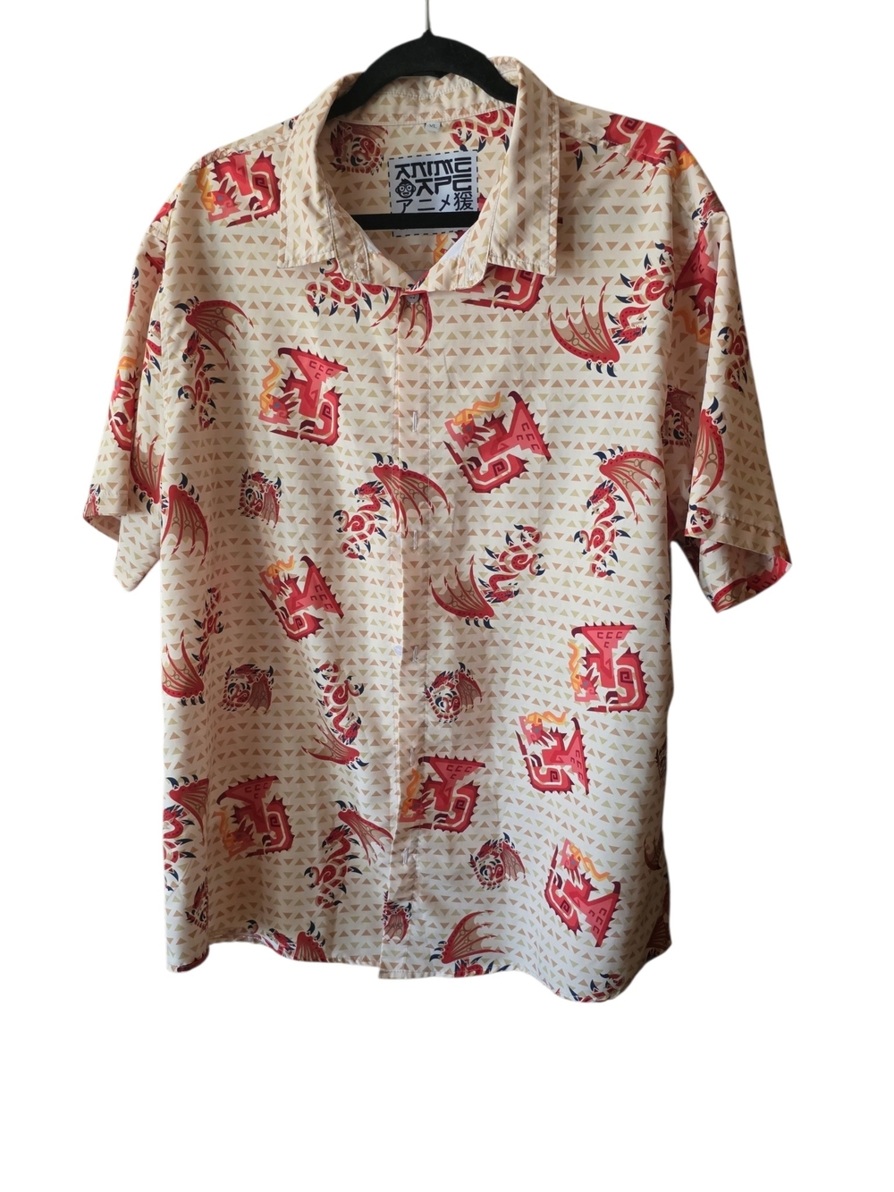 Anime Ape Monster Hunter Rathalos Button Down Shirt Size XL Short Sleeve
